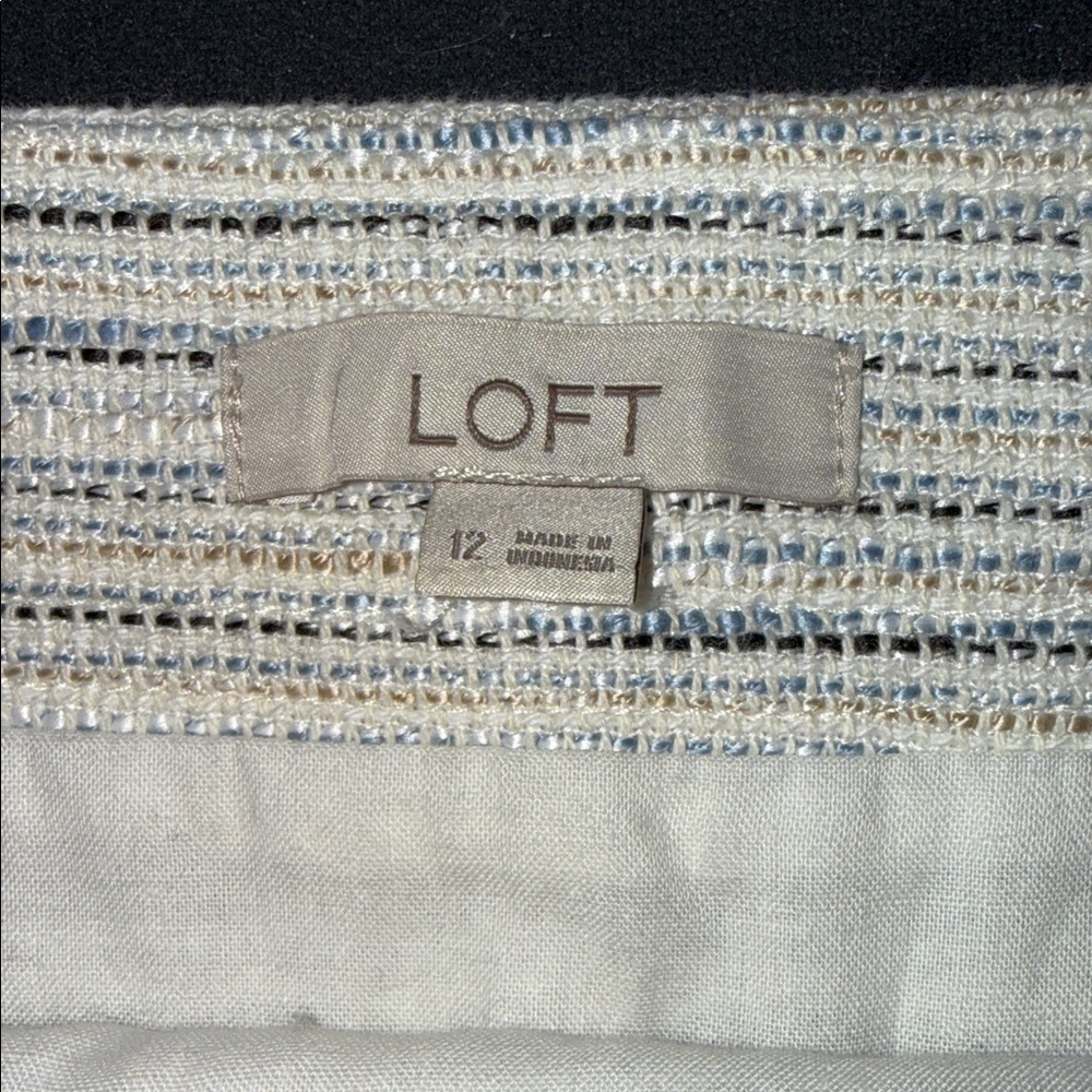 LOFT Cream Tweed style lined Women's Skirt 12 side zipper elegant, business - Picture 5 of 8